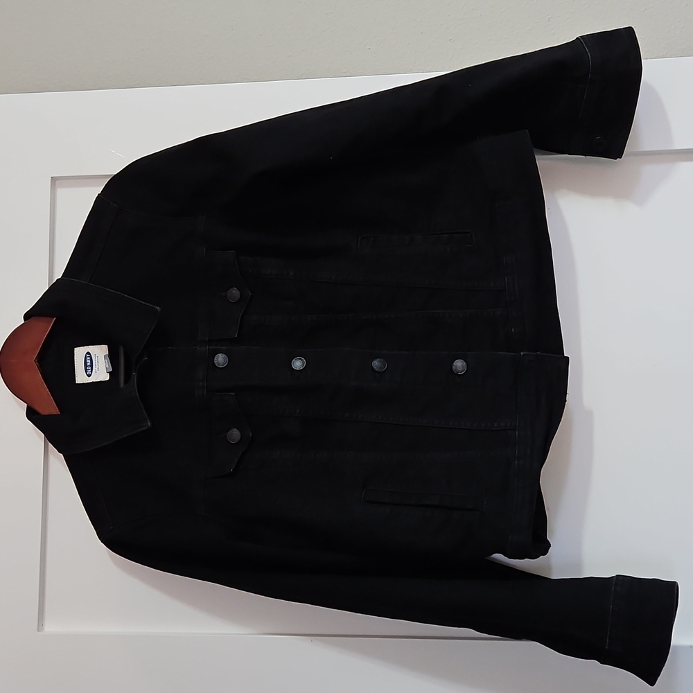 Old Navy Womens L Black Denim Jean Jacket